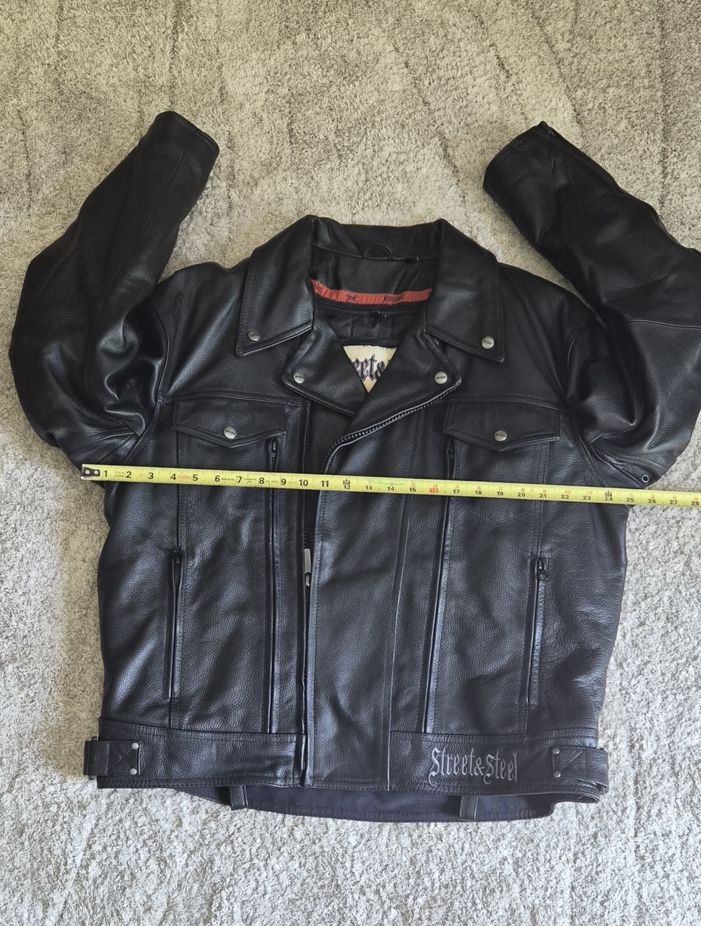 NEW Street & Steel Men's Black Leather Motorcycle Jacket